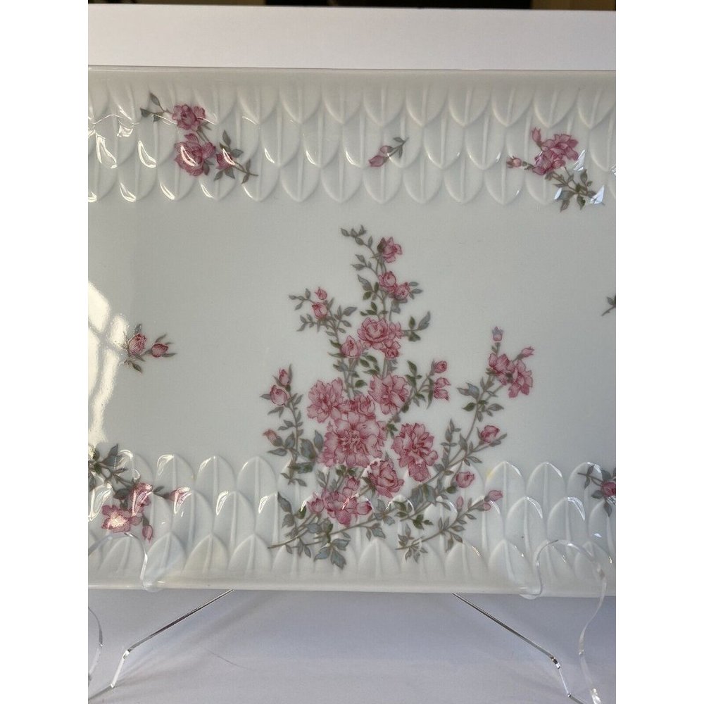 L. Bernardaud Limoges Platter Tray Vintage Porcelain White Pink 6.5" x 15 3/4" - Picture 6 of 10